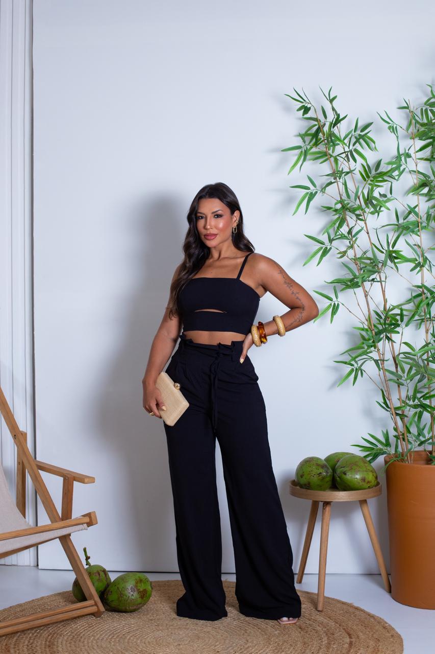 Conjunto em viscose slub