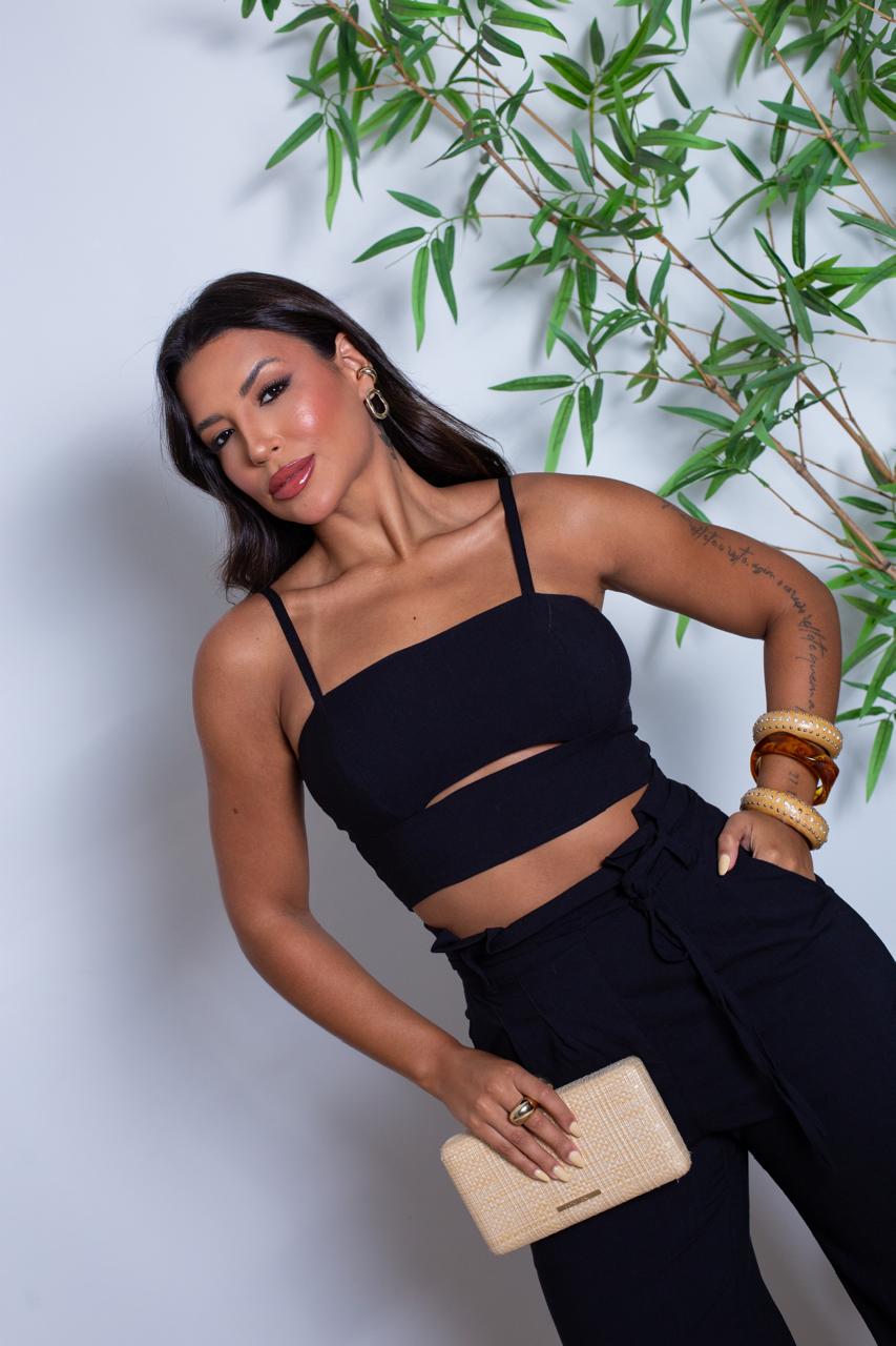 Conjunto em viscose slub