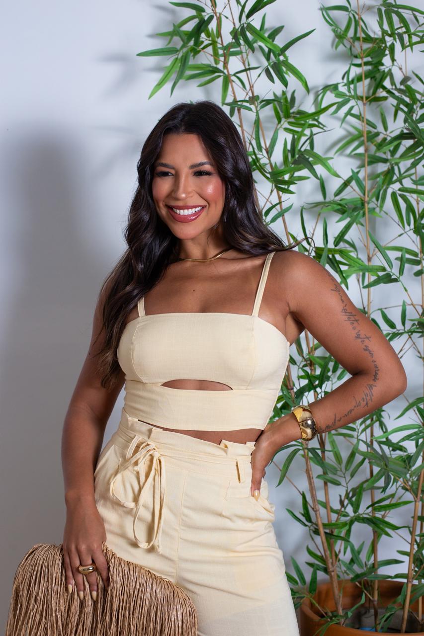 Conjunto em viscose slub