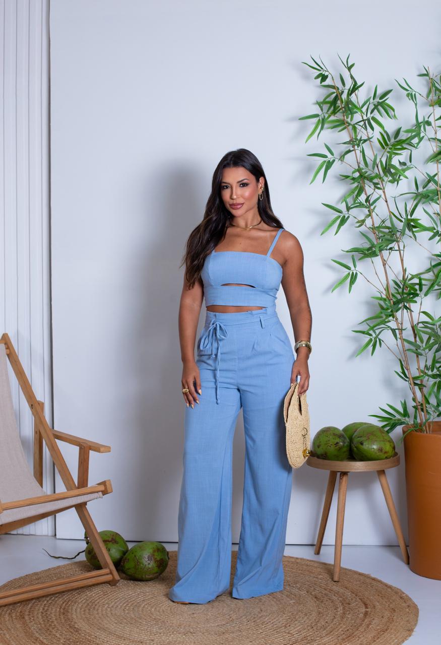 Conjunto em viscose slub