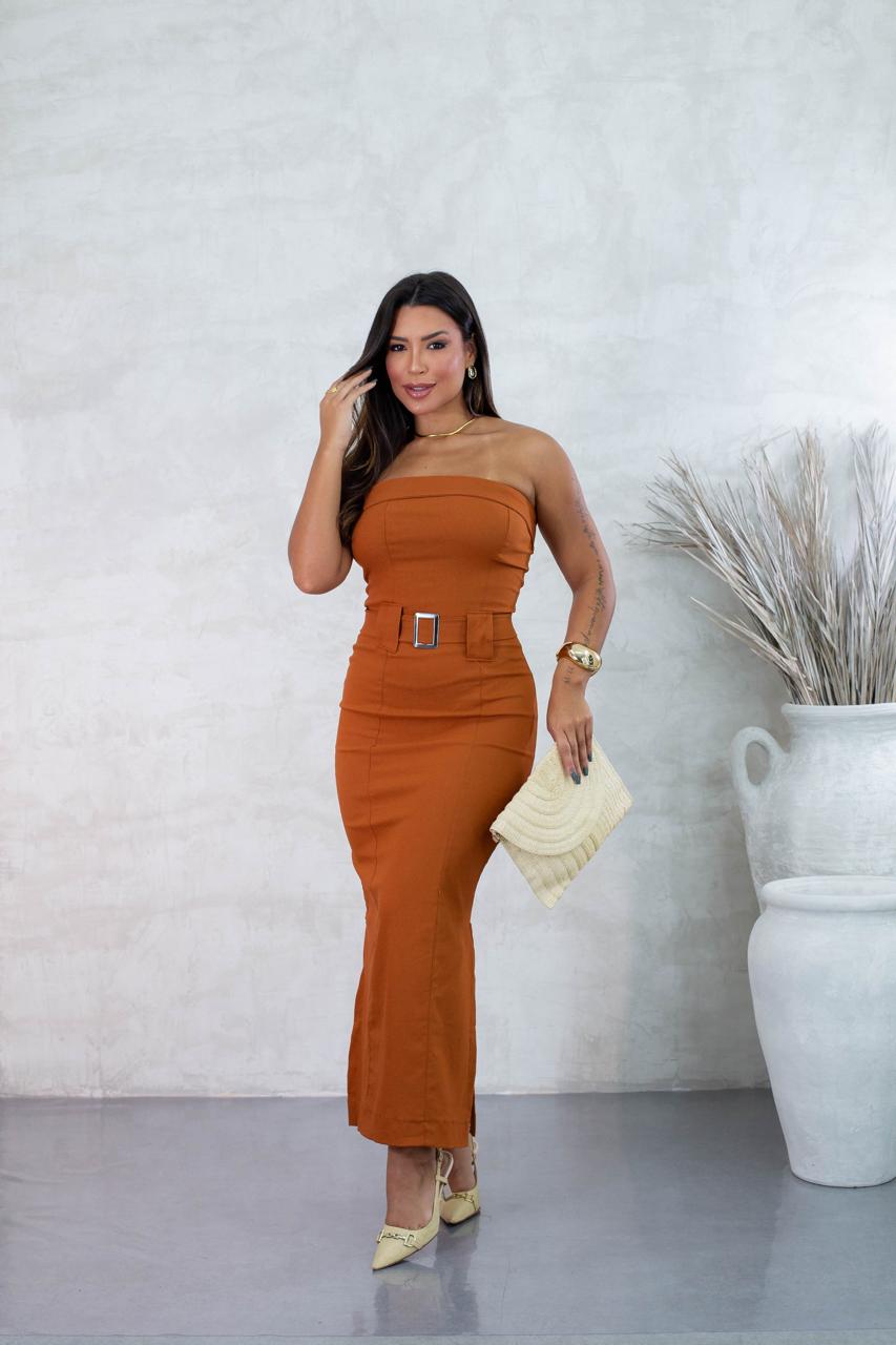 Vestido mídi de bengaline