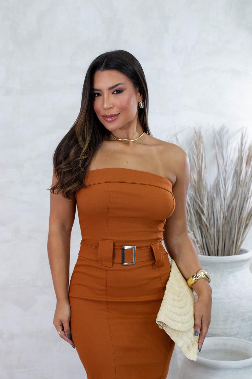 Vestido mídi de bengaline