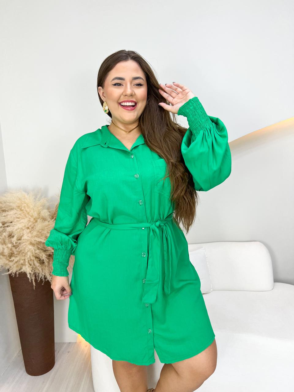 Chamise de viscose com gola