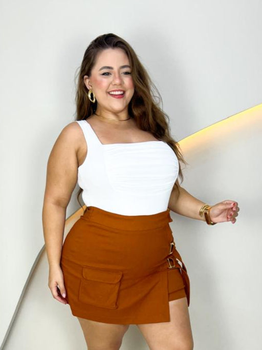 Body de meryl drapeado no busto