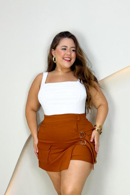 Body de meryl drapeado no busto