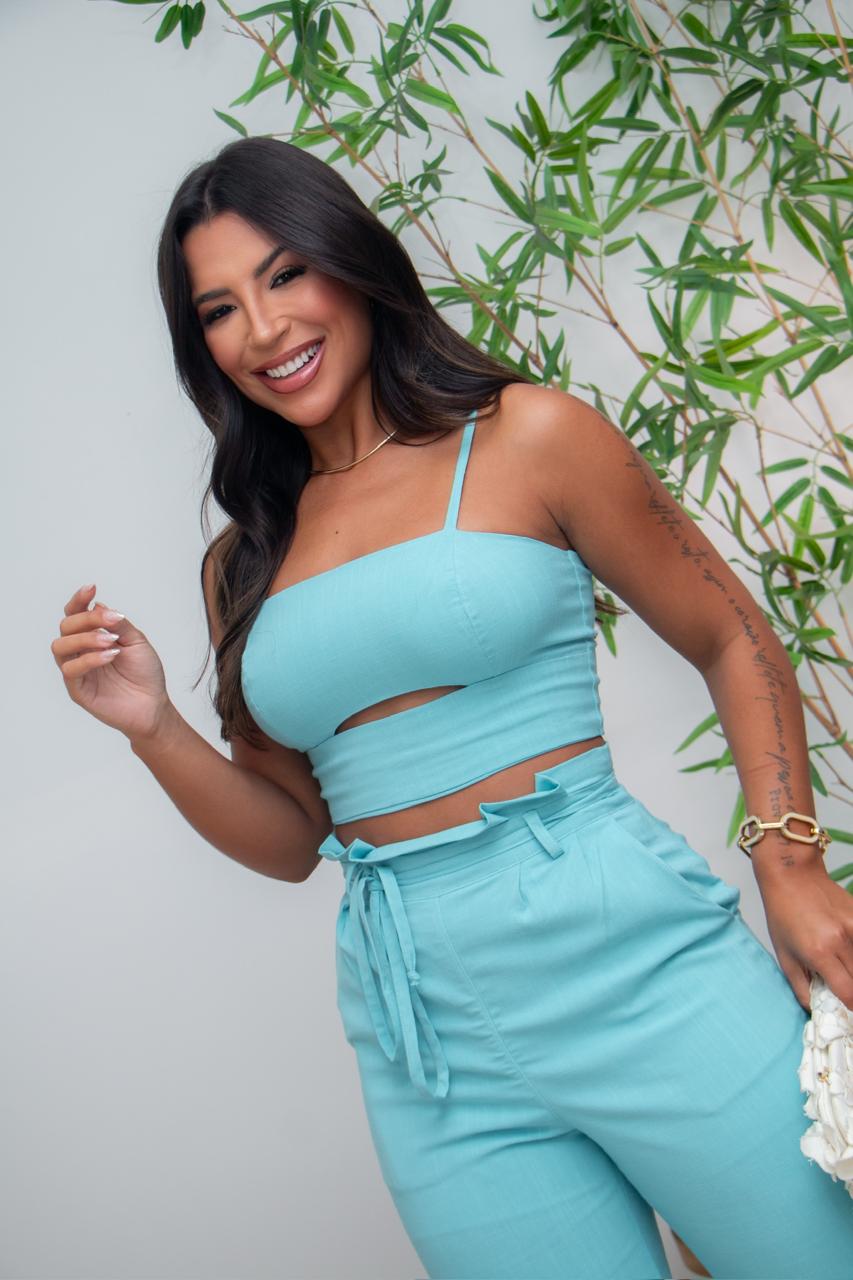 Conjunto em viscose slub