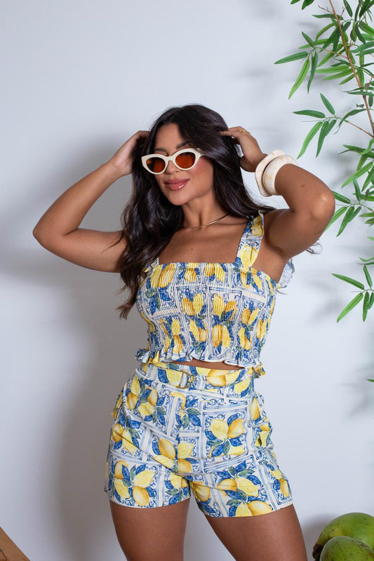 Conjunto de viscose estampada