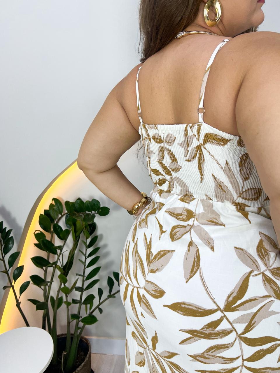 Vestido longo de viscose estampado