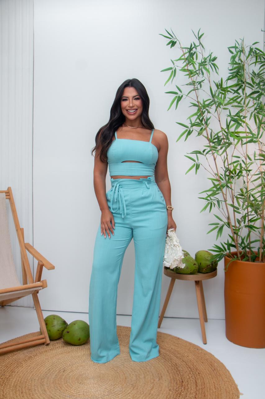 Conjunto em viscose slub