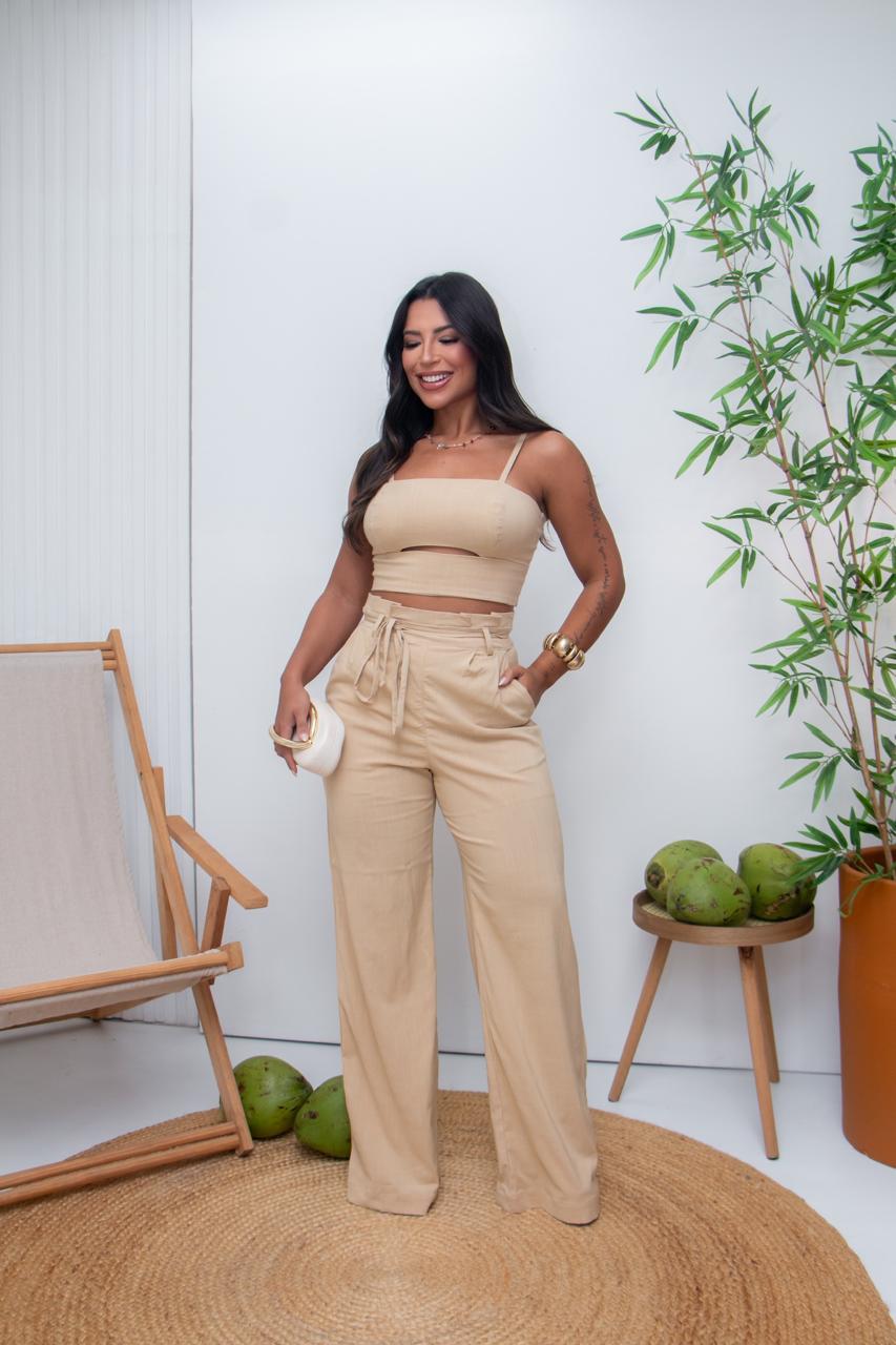 Conjunto em viscose slub