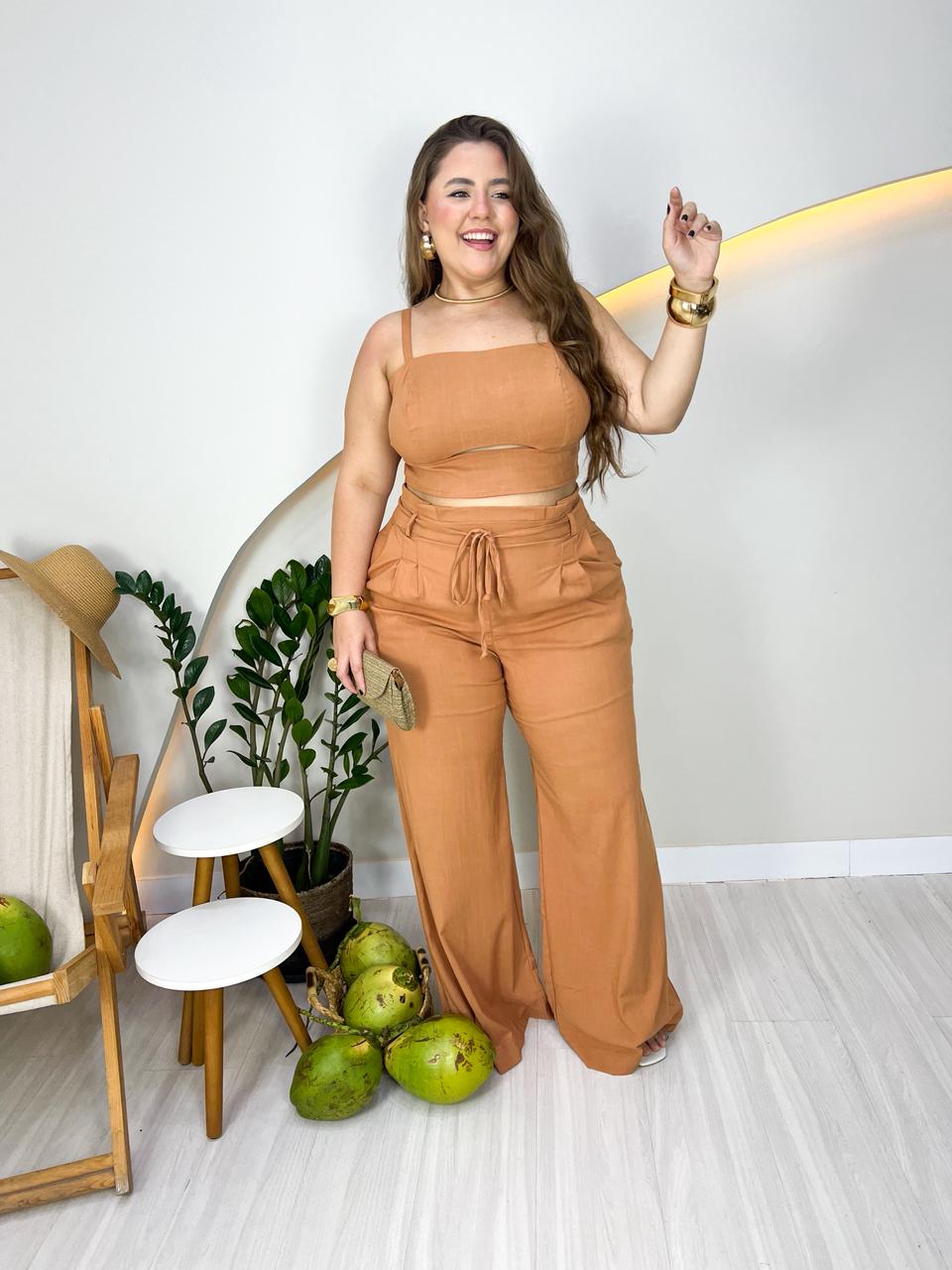 Conjunto em viscose slub